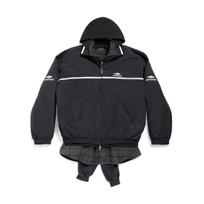 Balenciaga SS24 Logo Patchwork Hoodie Jacket Unisex Oversized Fit Black. 773046TNQ251000