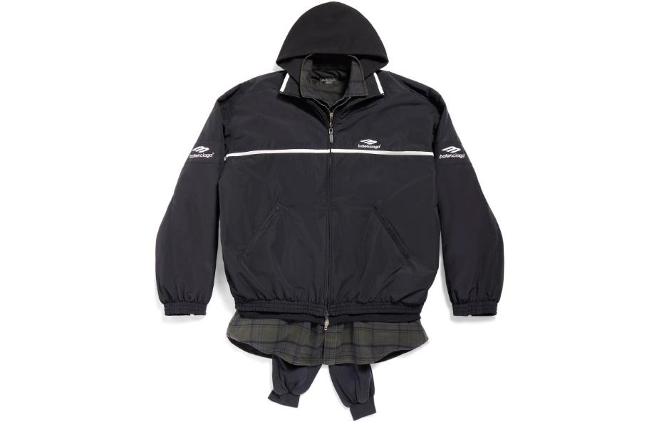 Order Balenciaga SS24 Hoodie Jaket Patchwork Logo Unisex Oversized Fit Warna Hitam. 773046TNQ251000