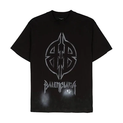 Balenciaga SS24 Logo Print Black Crewneck T-Shirt Regular Fit 790375TQVT1