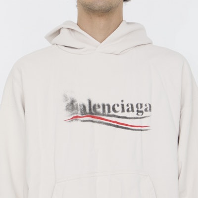 巴黎世家 SS24 标志印花休闲米色连帽衫 宽松版型 767877TQVI79784 Details for 巴黎世家 SS24 标志印花休闲米色连帽衫 宽松版型 767877TQVI79784