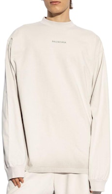 Balenciaga SS24 Logo Print Crewneck Long Sleeve Sweatshirt Beige Mens Regular Fit 744449TQVN1 Lookbook Balenciaga SS24 Logo Print Crewneck Long Sleeve Sweatshirt Beige Mens Regular Fit 744449TQVN1