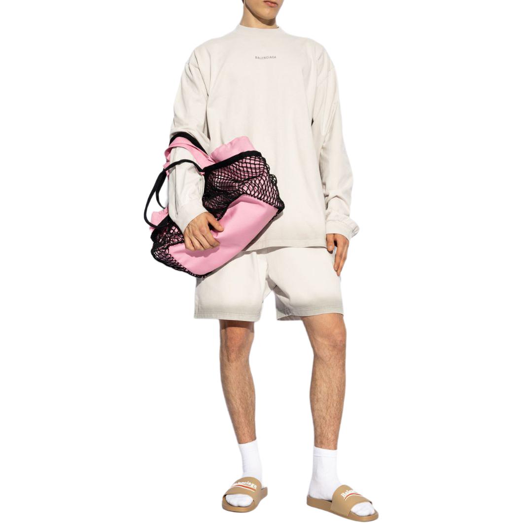 Purchase Balenciaga SS24 Logo Print Crewneck Long Sleeve Sweatshirt Beige Mens Regular Fit 744449TQVN1