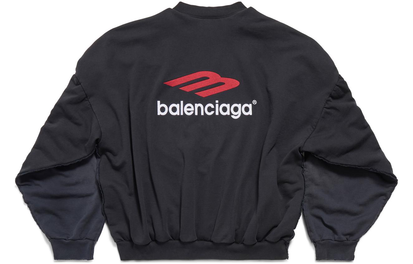 Lookbook Balenciaga SS24 Logo Cetak Baju Sejuk Unisex Oversized Hitam. 791614TQVQ71021
