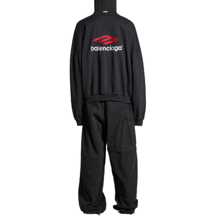 Shop Balenciaga SS24 Logo Cetak Baju Sejuk Unisex Oversized Hitam. 791614TQVQ71021