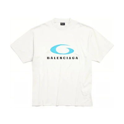 Balenciaga SS24 Logo Print Crewneck T-Shirt Unisex White Regular Fit 764235TRVC29059