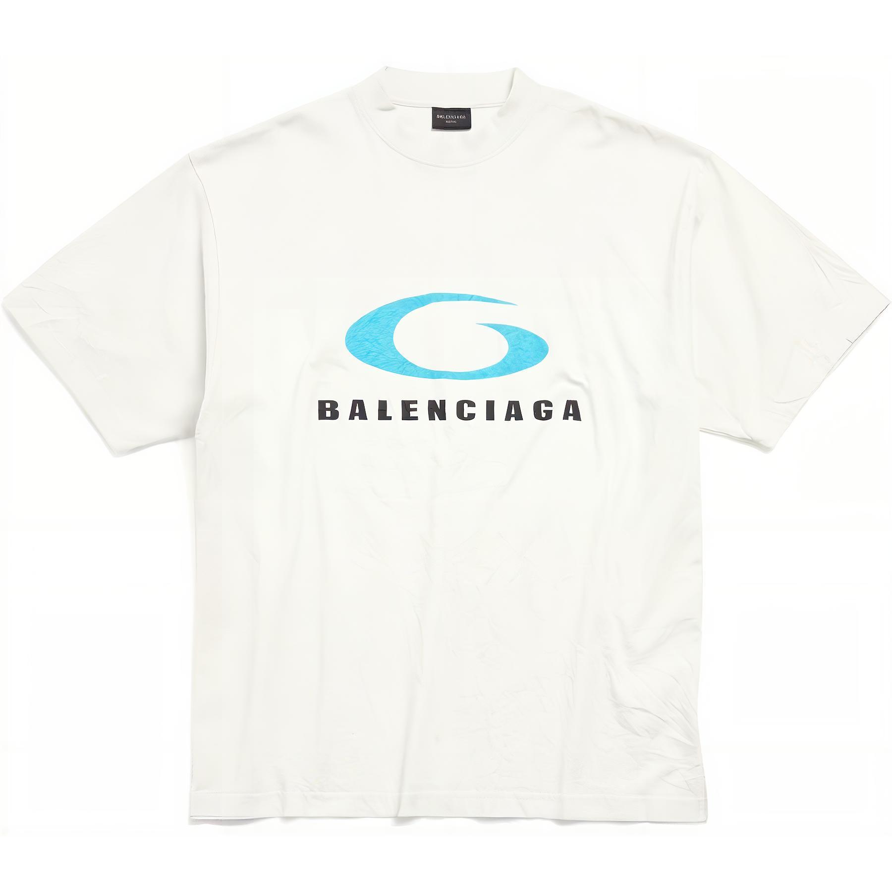 Order バレンシアガ SS24 ロゴプリント クルーネックTシャツ ユニセックス ホワイト レギュラーフィット 764235TRVC29059