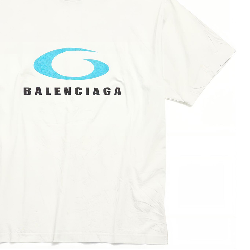 Cheap バレンシアガ SS24 ロゴプリント クルーネックTシャツ ユニセックス ホワイト レギュラーフィット 764235TRVC29059