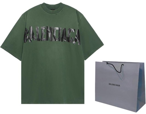 Balenciaga Camiseta Verde Logo SS24 Cuello Redondo Ajuste Regular 739784TQVQ83004 Shop Balenciaga Camiseta Verde Logo SS24 Cuello Redondo Ajuste Regular 739784TQVQ83004
