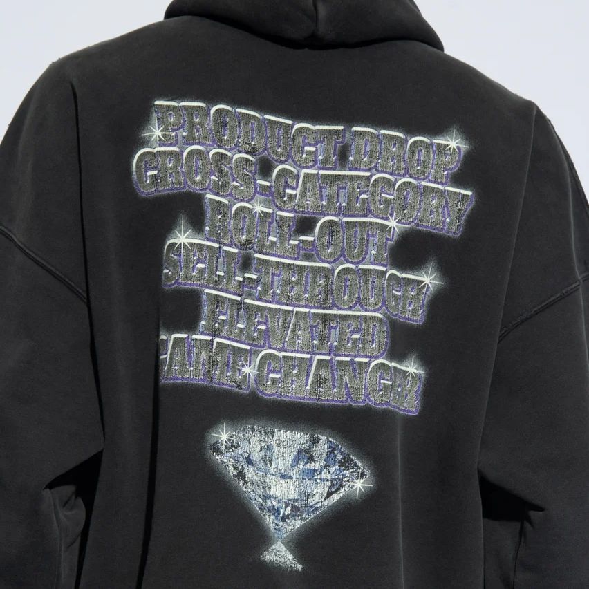 Details for Balenciaga SS24 Hoodie Hitam Logo Print Lengan Panjang Regular Fit. 739024TQVE71083