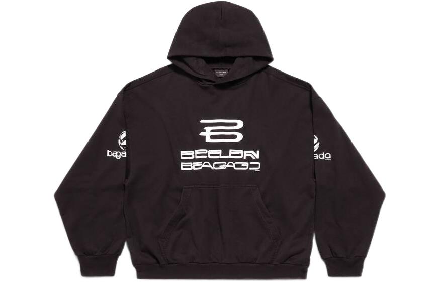 Order 巴黎世家 SS24 Logo印花连帽衫 男女同款宽松版 黑色. 767877TQVF99034