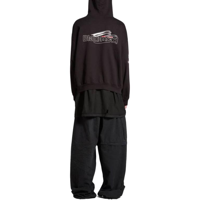 Purchase 巴黎世家 SS24 Logo印花连帽衫 男女同款宽松版 黑色. 767877TQVF99034