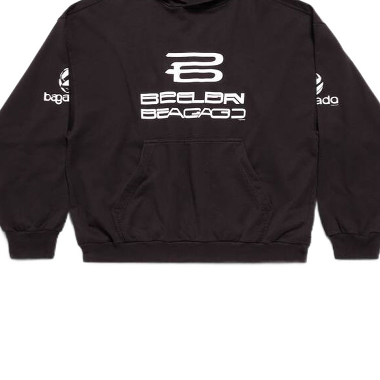 Sizing 巴黎世家 SS24 Logo印花连帽衫 男女同款宽松版 黑色. 767877TQVF99034