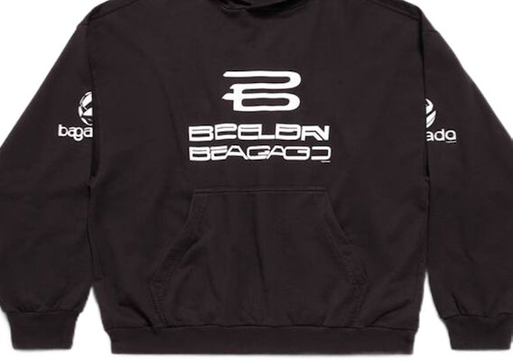 巴黎世家 SS24 Logo印花连帽衫 男女同款宽松版 黑色. 767877TQVF99034 Sizing 巴黎世家 SS24 Logo印花连帽衫 男女同款宽松版 黑色. 767877TQVF99034