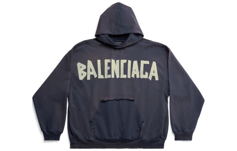 Buy 巴黎世家 SS24 藍色加大版印花連帽衫 男女款 744441TOVB14140