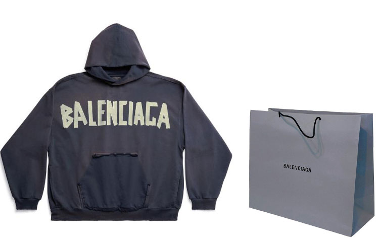 Shop 巴黎世家 SS24 藍色加大版印花連帽衫 男女款 744441TOVB14140