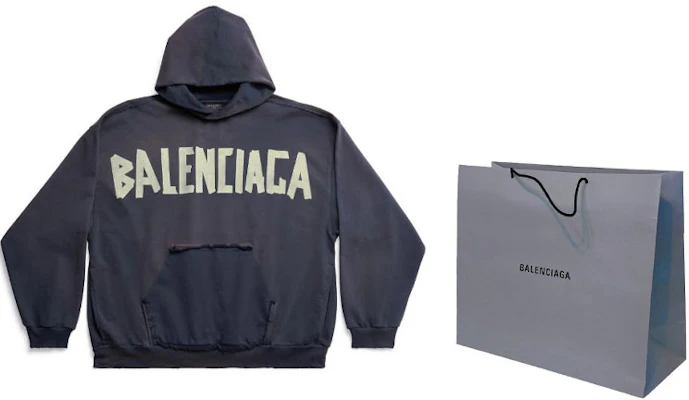 巴黎世家 SS24 藍色加大版印花連帽衫 男女款 744441TOVB14140 Shop 巴黎世家 SS24 藍色加大版印花連帽衫 男女款 744441TOVB14140