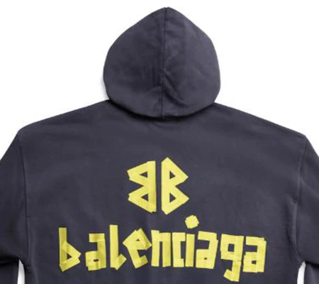 巴黎世家 SS24 藍色加大版印花連帽衫 男女款 744441TOVB14140 Cheap 巴黎世家 SS24 藍色加大版印花連帽衫 男女款 744441TOVB14140