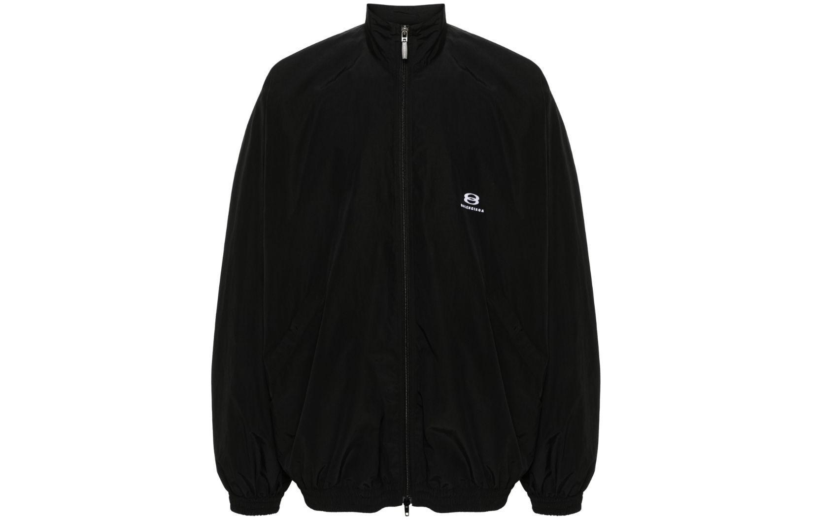 Balenciaga SS24 Logo Print Zip-Up Jacket Men’s Loose Fit Black 773505TNQ25BLACK