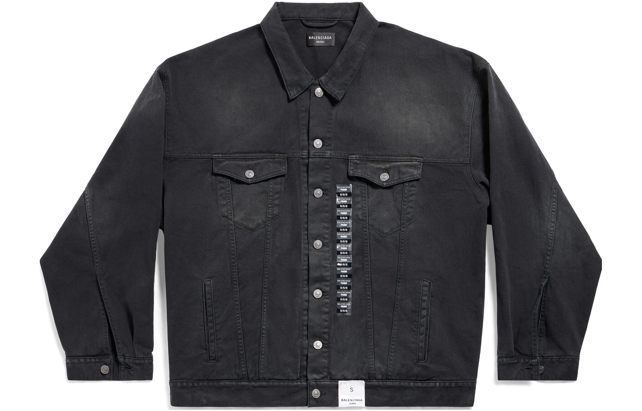 Balenciaga SS24 Logo Unisex Oversized Black Denim Jacket. 767947TNW111672