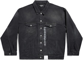 Balenciaga SS24 Logo Unisex Oversized Black Denim Jacket. 767947TNW111672 Balenciaga SS24 Logo Unisex Oversized Black Denim Jacket. 767947TNW111672