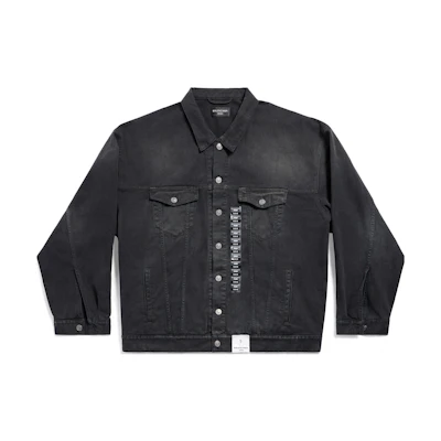 Balenciaga SS24 Logo Unisex Oversized Black Denim Jacket. 767947TNW111672
