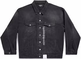 Order Balenciaga SS24 Logo Unisex Oversized Black Denim Jacket. 767947TNW111672