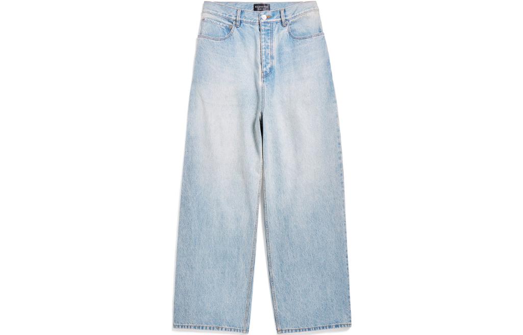 Balenciaga SS24 Mid-Rise Washed Loose Fit Denim Jeans Unisex - Blue. 773763TJW794076