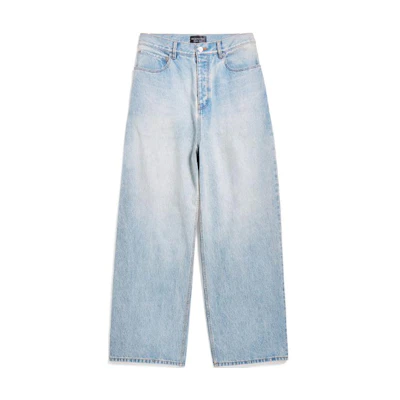 Balenciaga SS24 Mid-Rise Washed Loose Fit Denim Jeans Unisex - Blue. 773763TJW794076