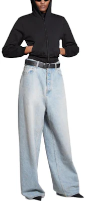 Balenciaga SS24 中腰寬鬆水洗丹寧牛仔褲 男女款 - 藍色 773763TJW794076 Shop Balenciaga SS24 中腰寬鬆水洗丹寧牛仔褲 男女款 - 藍色 773763TJW794076