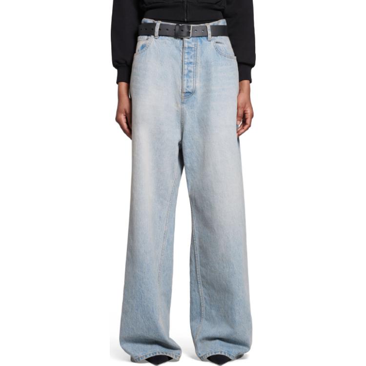 Purchase Balenciaga SS24 中腰寬鬆水洗丹寧牛仔褲 男女款 - 藍色 773763TJW794076