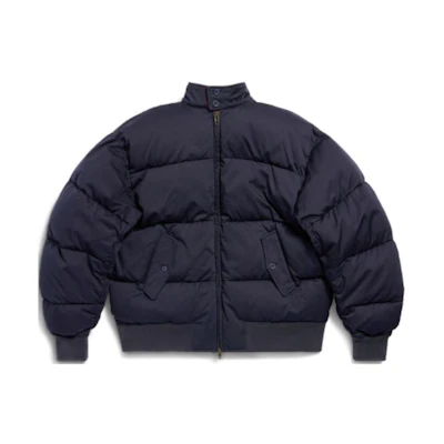 Balenciaga SS24 Navy Blue Ribbed Trim Jacket Unisex Loose Fit Casual Blazer 768914TBP014063