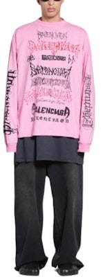 バレンシアガ SS24 新年レタープリント オーバーサイズ ユニセックス 長袖Tシャツ 699191TPVO31569 3