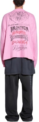 バレンシアガ SS24 新年レタープリント オーバーサイズ ユニセックス 長袖Tシャツ 699191TPVO31569 4