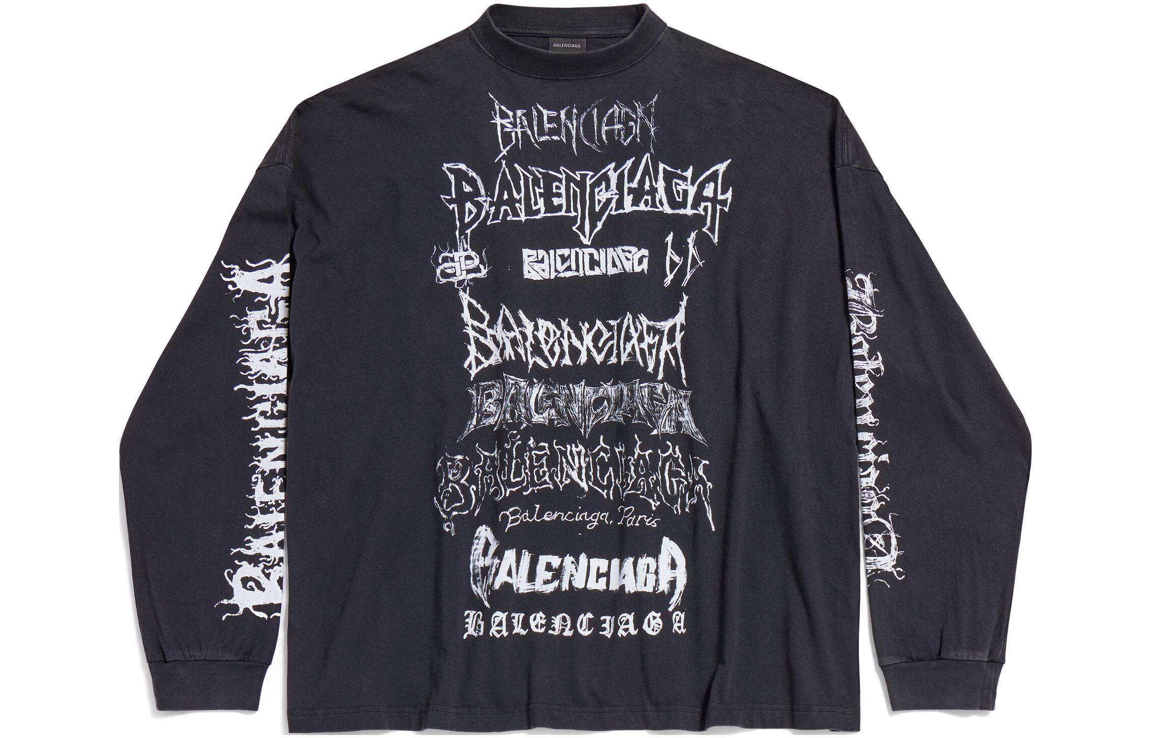 Lookbook バレンシアガ SS24 新年レタープリント オーバーサイズ ユニセックス 長袖Tシャツ 699191TPVO31569
