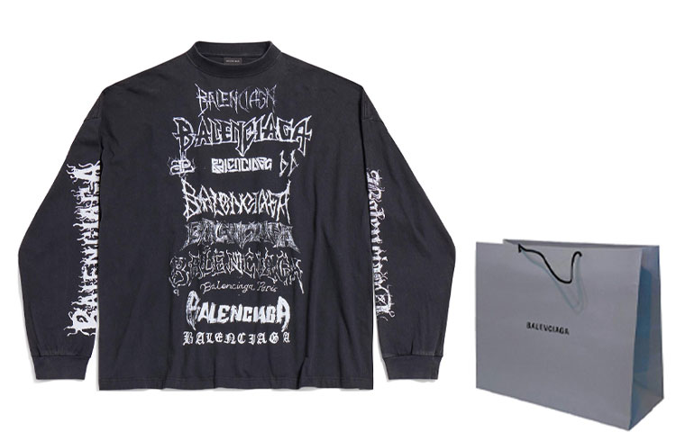 Shop バレンシアガ SS24 新年レタープリント オーバーサイズ ユニセックス 長袖Tシャツ 699191TPVO31569