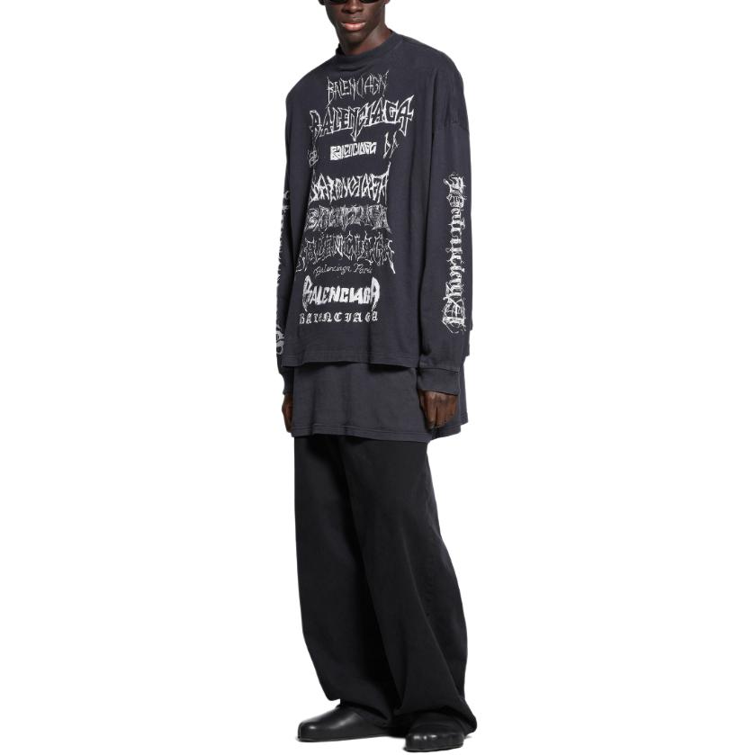 Purchase バレンシアガ SS24 新年レタープリント オーバーサイズ ユニセックス 長袖Tシャツ 699191TPVO31569