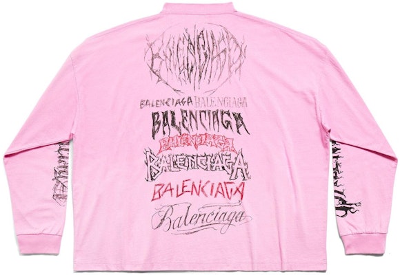 バレンシアガ SS24 新年レタープリント オーバーサイズ ユニセックス 長袖Tシャツ 699191TPVO31569 1