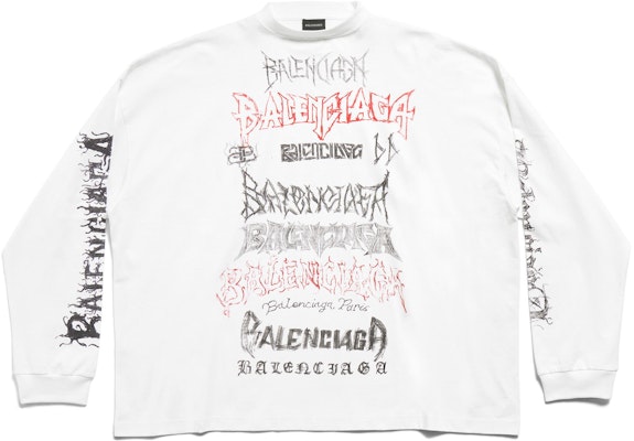 Balenciaga SS24 Baju Lengan Panjang Unisex Putih Cetakan Surat Tahun Baru. 699191TPVO29065 Buy Balenciaga SS24 Baju Lengan Panjang Unisex Putih Cetakan Surat Tahun Baru. 699191TPVO29065