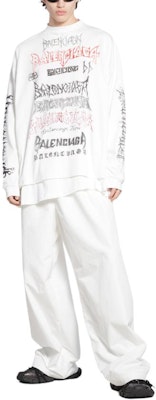 Balenciaga SS24 Baju Lengan Panjang Unisex Putih Cetakan Surat Tahun Baru. 699191TPVO29065 Shop Balenciaga SS24 Baju Lengan Panjang Unisex Putih Cetakan Surat Tahun Baru. 699191TPVO29065