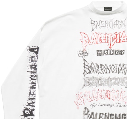 Balenciaga SS24 Baju Lengan Panjang Unisex Putih Cetakan Surat Tahun Baru. 699191TPVO29065 Cheap Balenciaga SS24 Baju Lengan Panjang Unisex Putih Cetakan Surat Tahun Baru. 699191TPVO29065