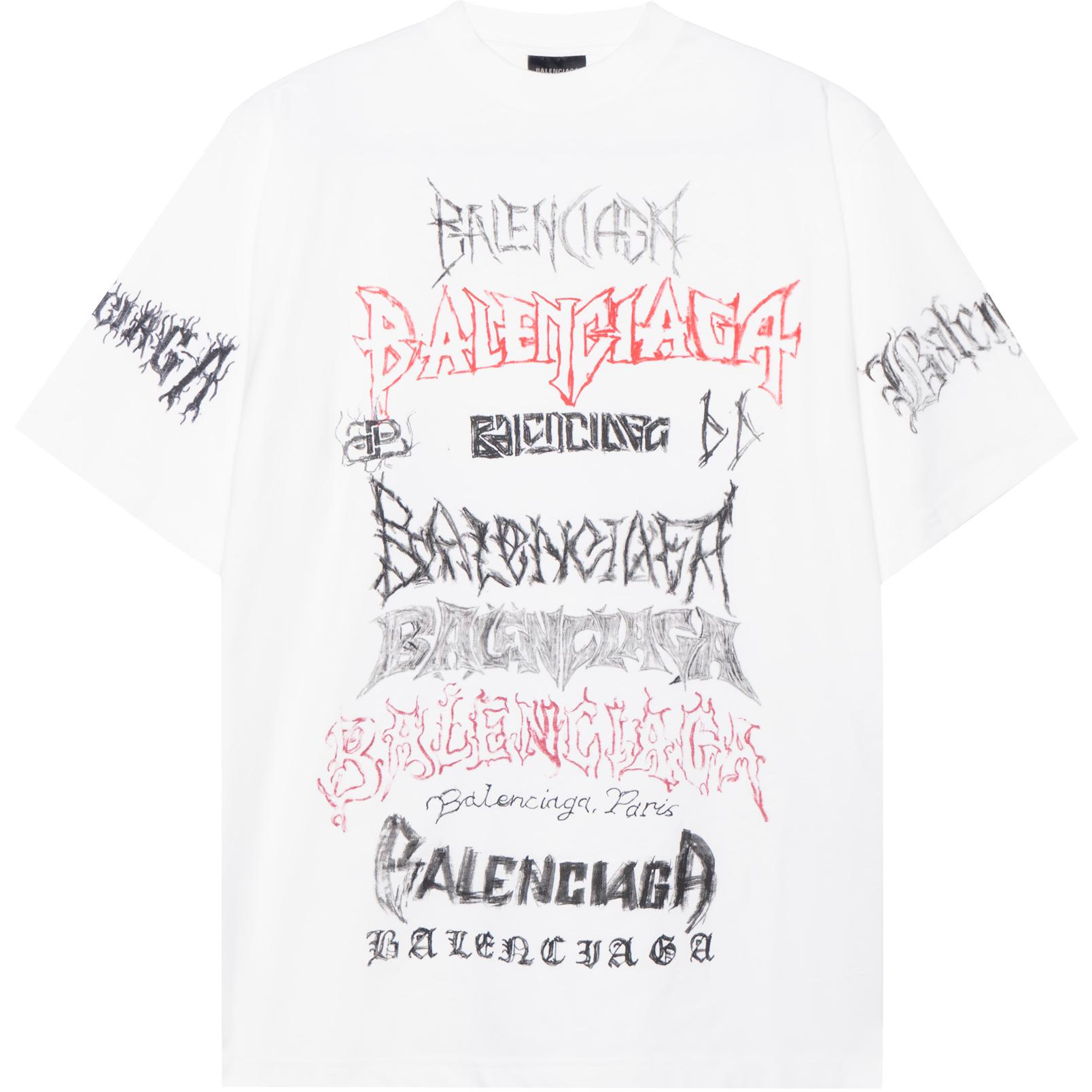 Order Balenciaga SS24 New Year Logo Print Crewneck Loose T-Shirt White  Fashion. 641675TPVO29065