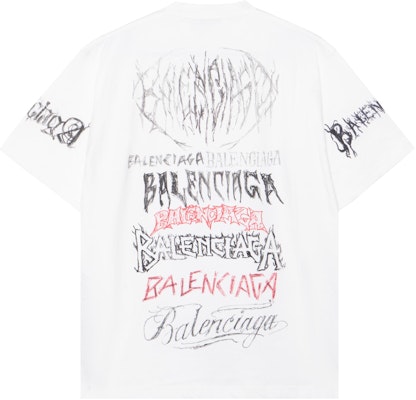 Balenciaga SS24 New Year Logo Print Crewneck Loose T-Shirt White Fashion. 641675TPVO29065 Lookbook Balenciaga SS24 New Year Logo Print Crewneck Loose T-Shirt White Fashion. 641675TPVO29065