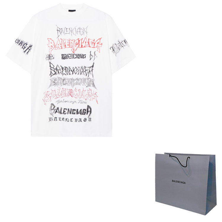 Shop Balenciaga SS24 New Year Logo Print Crewneck Loose T-Shirt White  Fashion. 641675TPVO29065