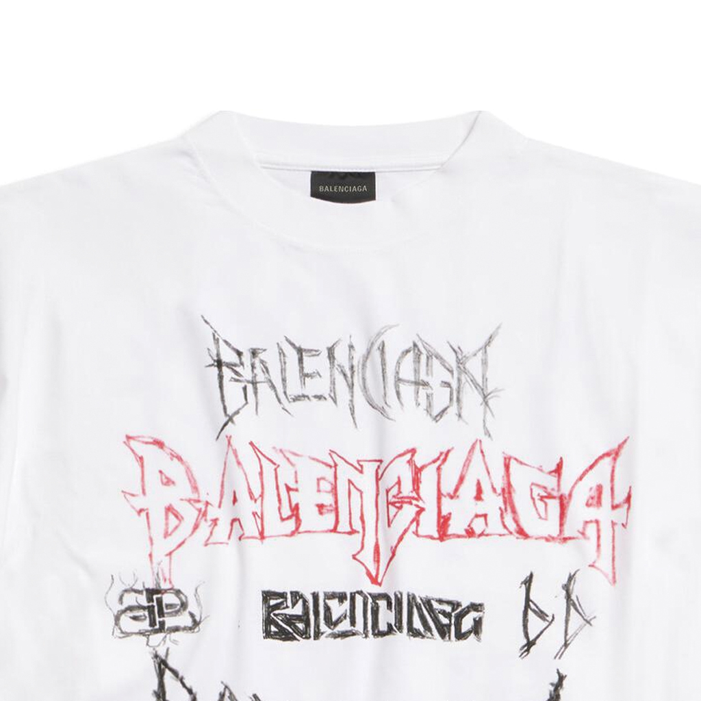 Purchase Balenciaga SS24 New Year Logo Print Crewneck Loose T-Shirt White  Fashion. 641675TPVO29065