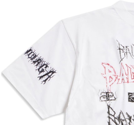 Balenciaga SS24 New Year Logo Print Crewneck Loose T-Shirt White Fashion. 641675TPVO29065 Details for Balenciaga SS24 New Year Logo Print Crewneck Loose T-Shirt White Fashion. 641675TPVO29065