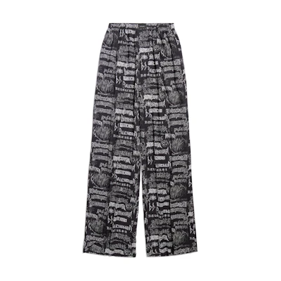 Balenciaga SS24 New Year Logo Print Relaxed Fit Casual Pants - 658883TPLE71000