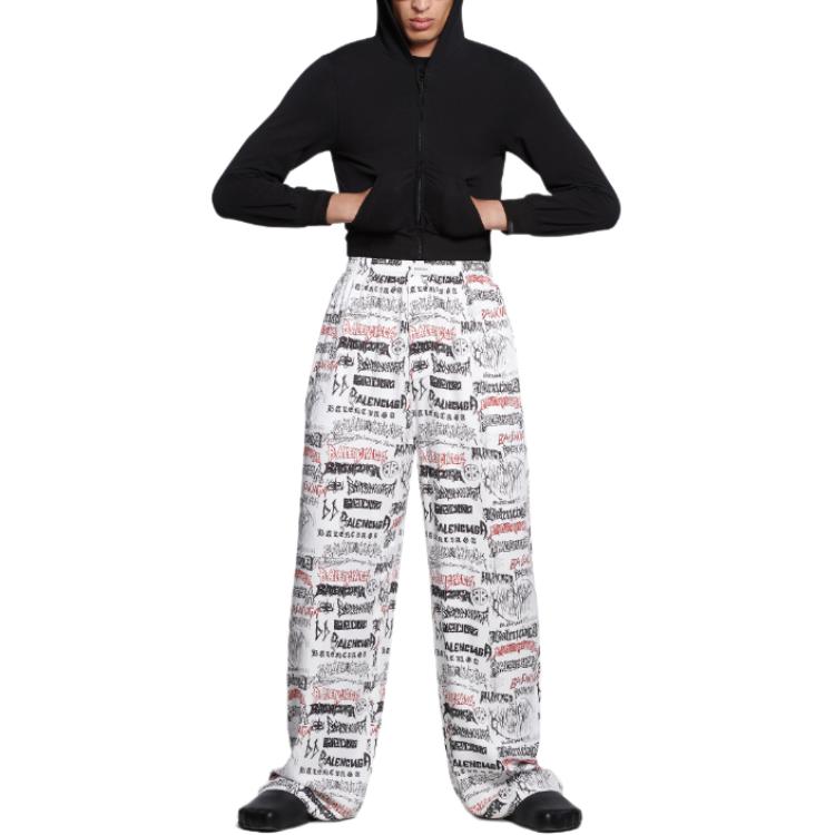 Shop Balenciaga SS24 新年標誌印花寬鬆休閒褲 658883TPLE71000