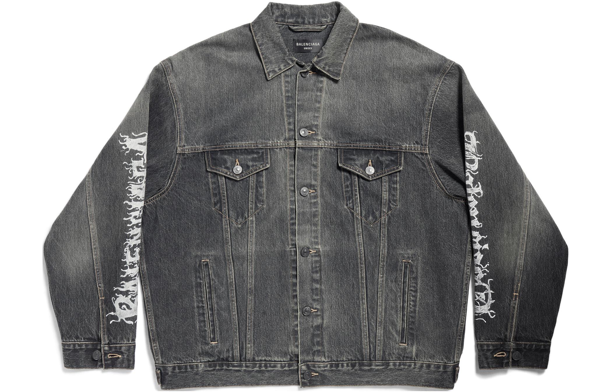 Balenciaga SS24 New Year Logo Single-Breasted Washed Gray Jacket Unisex Loose Fit 773804TBP473721