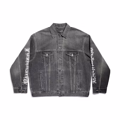 Balenciaga SS24 New Year Logo Single-Breasted Washed Gray Jacket Unisex Loose Fit 773804TBP473721