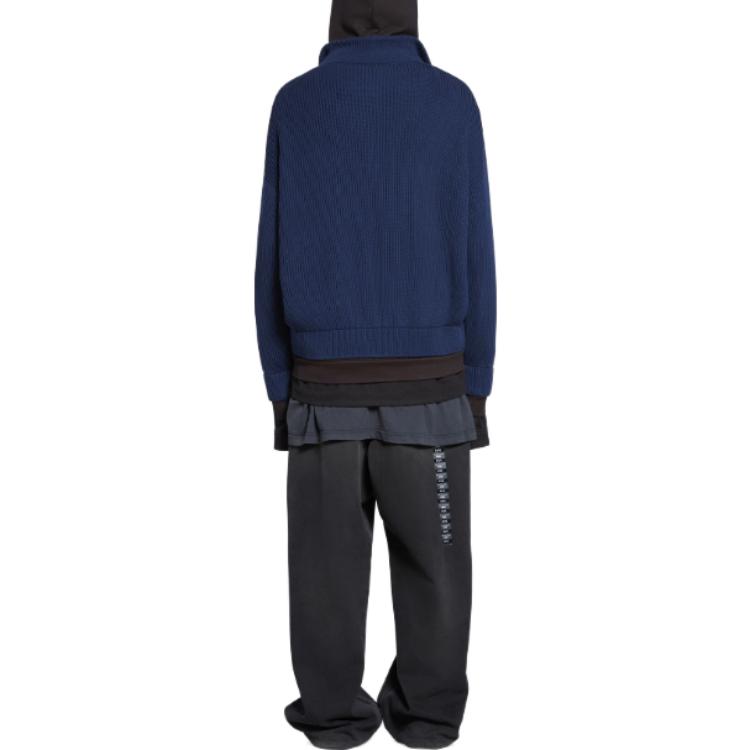 Balenciaga SS24 Patchwork Ribbed Hoodie Jacket Unisex Oversized Blue. 771191T32974140 圖 5
